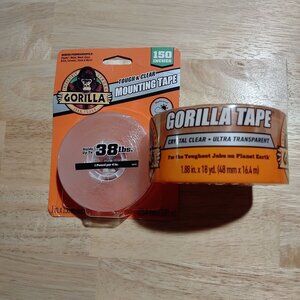 Gorilla Tough & Clear Mounting Tape 1" x 150" Holds 38 Lbs Double-Sided Adhesive